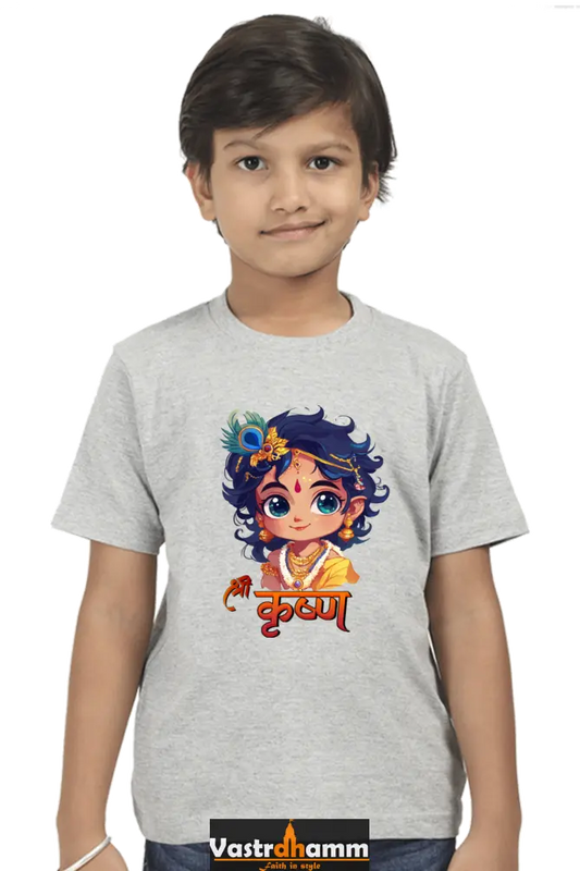 Shree Krishan Flute Melody Round Neck Half Sleeve Classic T-Shirts for Boy Vastrdhamm