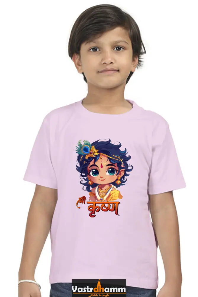 Shree Krishan Flute Melody Round Neck Half Sleeve Classic T-Shirts for Boy Vastrdhamm