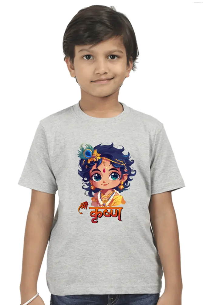 Shree Krishan Flute Melody Round Neck Half Sleeve Classic T-Shirts for Boy Vastrdhamm