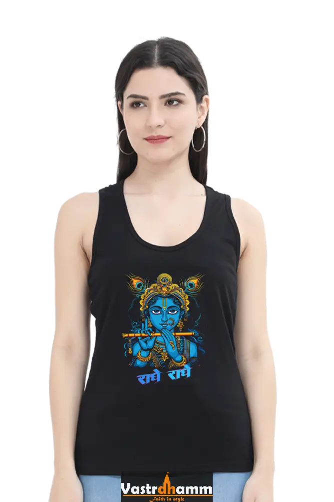 Shree Krishan Flute Melody Tank Top T-Shirts for Women Vastrdhamm