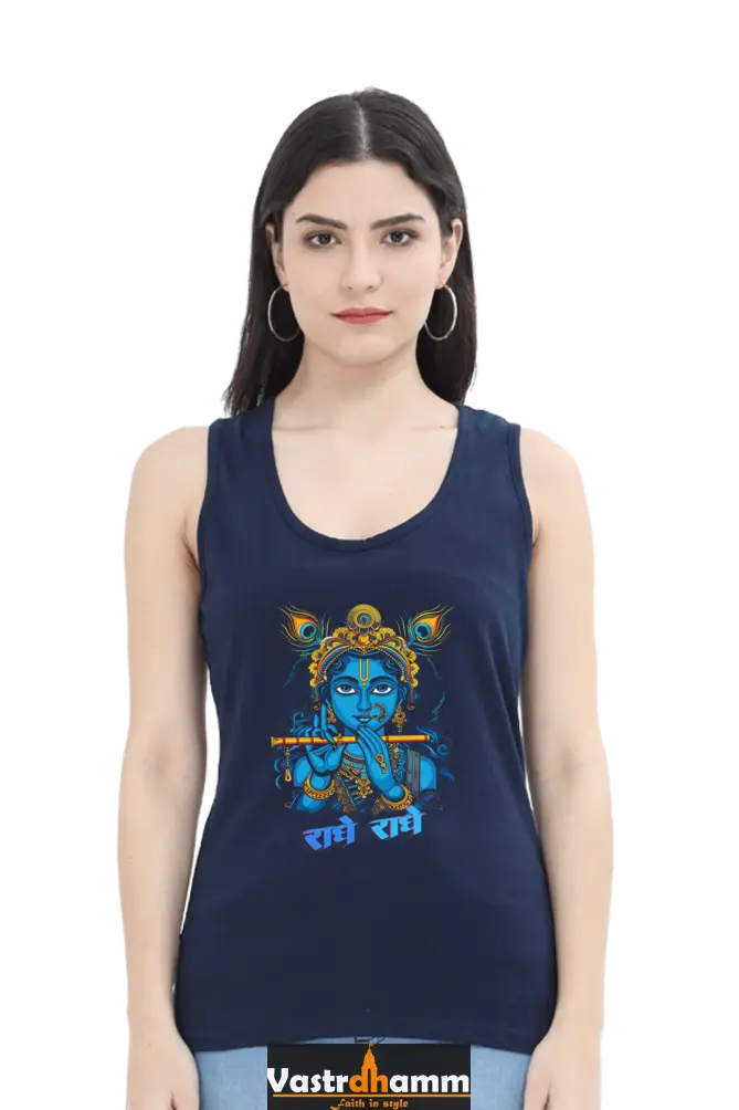 Shree Krishan Flute Melody Tank Top T-Shirts for Women Vastrdhamm
