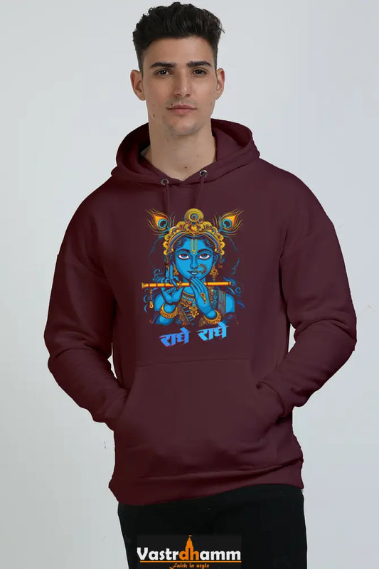 Shree Krishan Govardhan Protector Oversized Hooded Sweatshirt T-Shirts  for Men Vastrdhamm