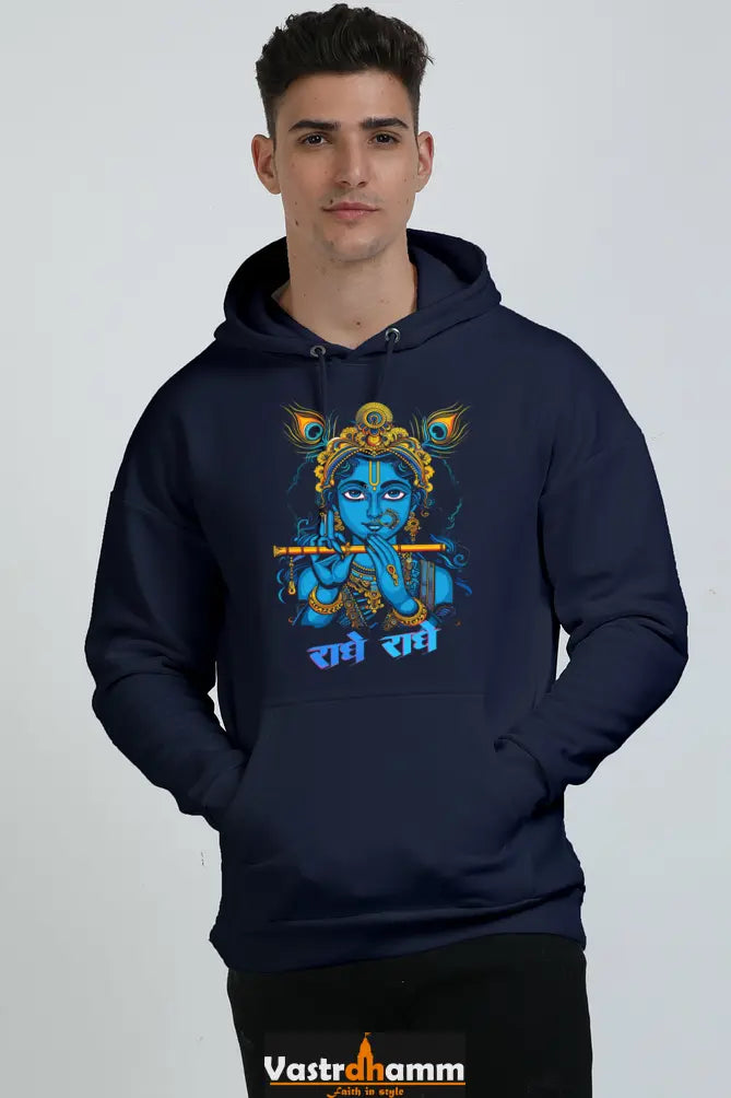 Shree Krishan Govardhan Protector Oversized Hooded Sweatshirt T-Shirts  for Men Vastrdhamm
