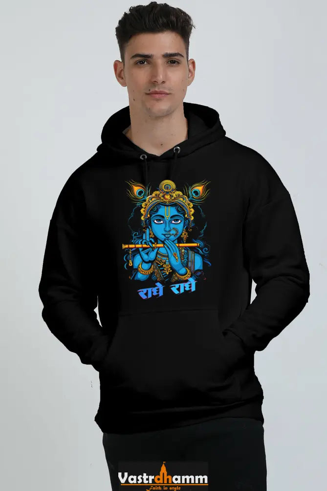Shree Krishan Govardhan Protector Oversized Hooded Sweatshirt T-Shirts  for Men Vastrdhamm