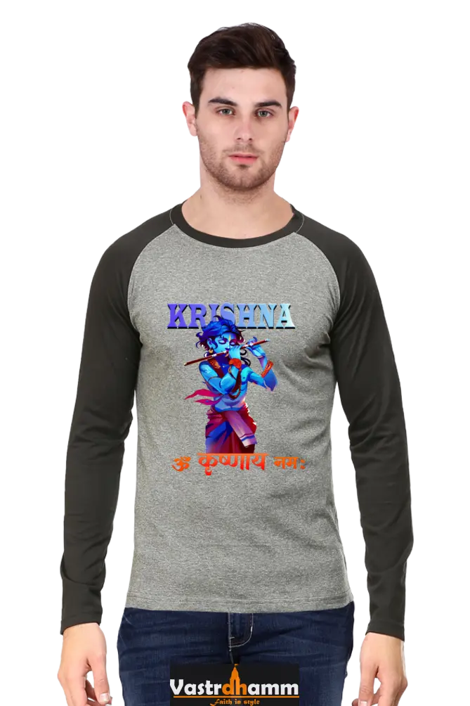 Shree Krishan Govardhan Protector Raglan Full Sleeve T-Shirts for Men Vastrdhamm