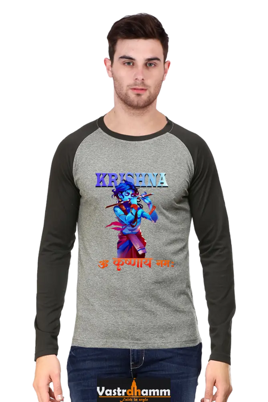 Shree Krishan Govardhan Protector Raglan Full Sleeve T-Shirts for Men Vastrdhamm