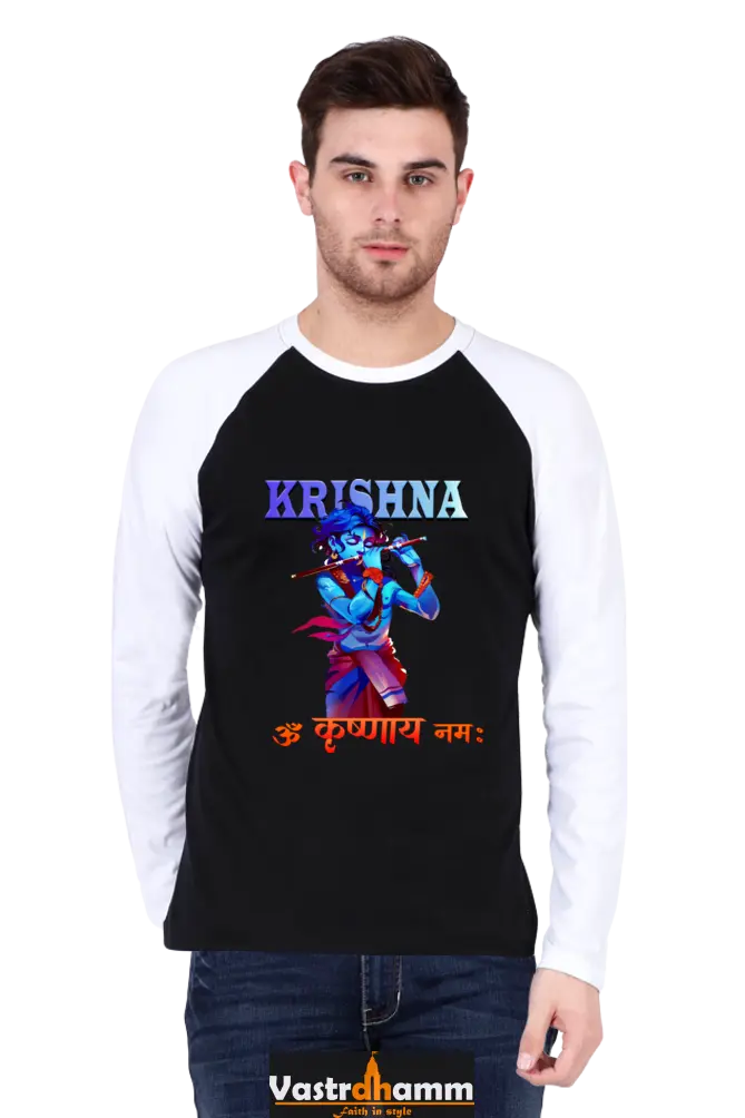 Shree Krishan Govardhan Protector Raglan Full Sleeve T-Shirts for Men Vastrdhamm