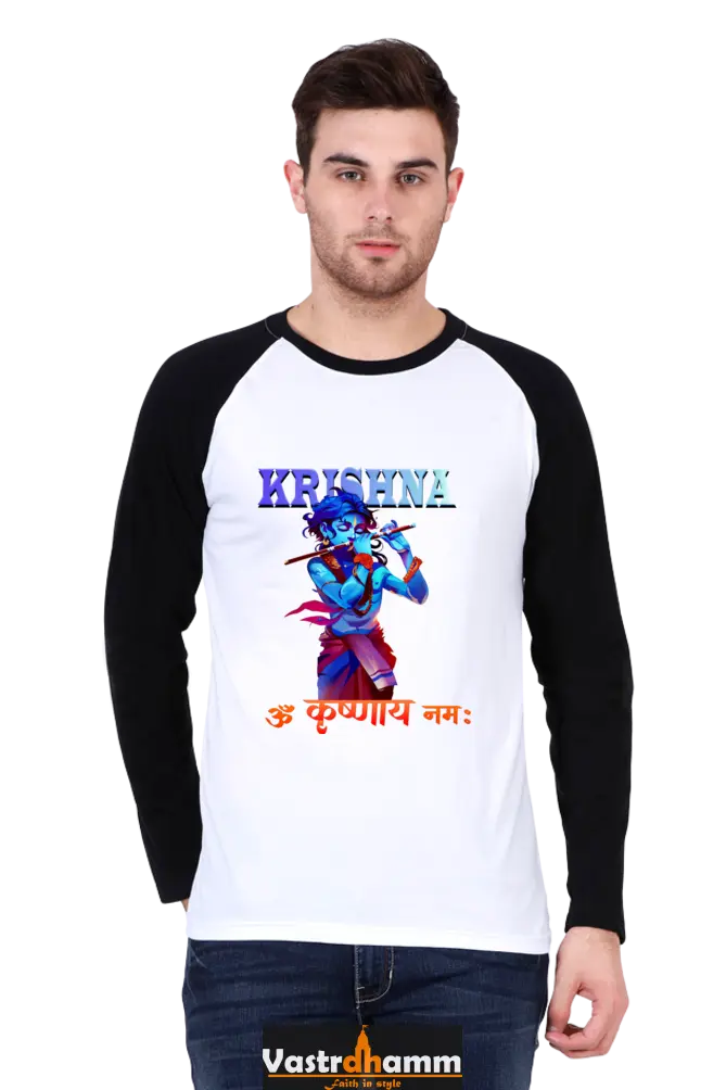 Shree Krishan Govardhan Protector Raglan Full Sleeve T-Shirts for Men Vastrdhamm