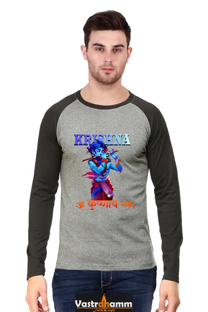 Shree Krishan Govardhan Protector Raglan Full Sleeve T-Shirts for Men Vastrdhamm