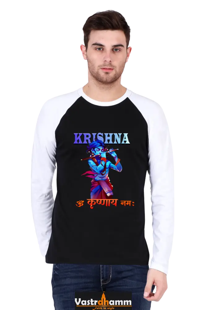 Shree Krishan Govardhan Protector Raglan Full Sleeve T-Shirts for Men Vastrdhamm