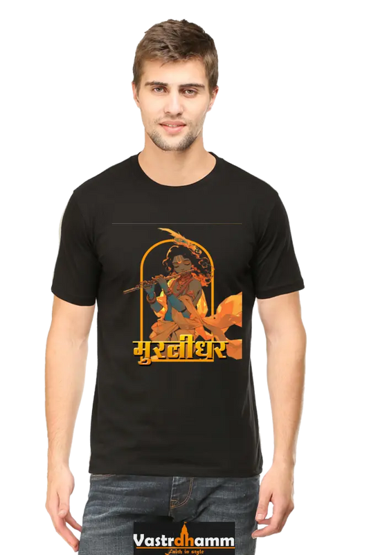 Shree Krishan Govardhan Protector Round Neck Half Sleeve Classic T-Shirts for Men Vastrdhamm