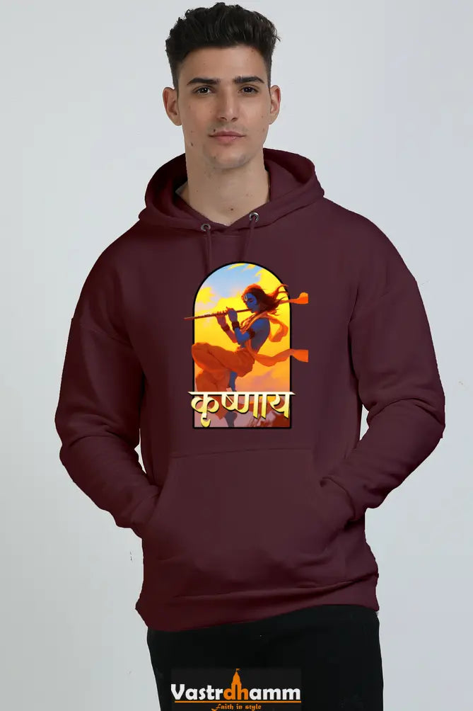 Shree Krishan Kaliya Mardan Oversized Hooded Sweatshirt T-Shirts  for Men Vastrdhamm