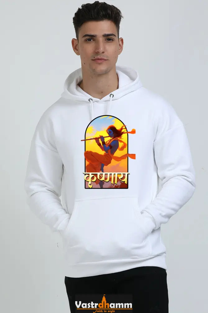 Shree Krishan Kaliya Mardan Oversized Hooded Sweatshirt T-Shirts  for Men Vastrdhamm