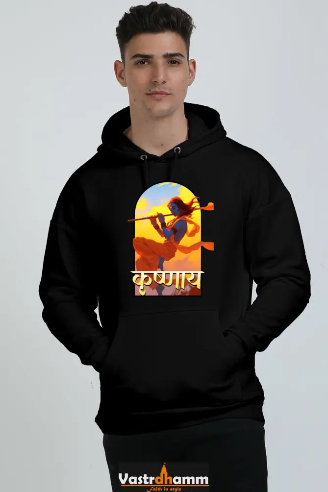 Shree Krishan Kaliya Mardan Oversized Hooded Sweatshirt T-Shirts  for Men Vastrdhamm