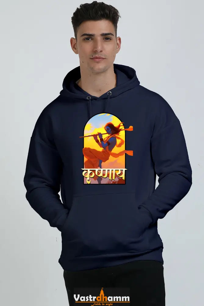 Shree Krishan Kaliya Mardan Oversized Hooded Sweatshirt T-Shirts  for Men Vastrdhamm