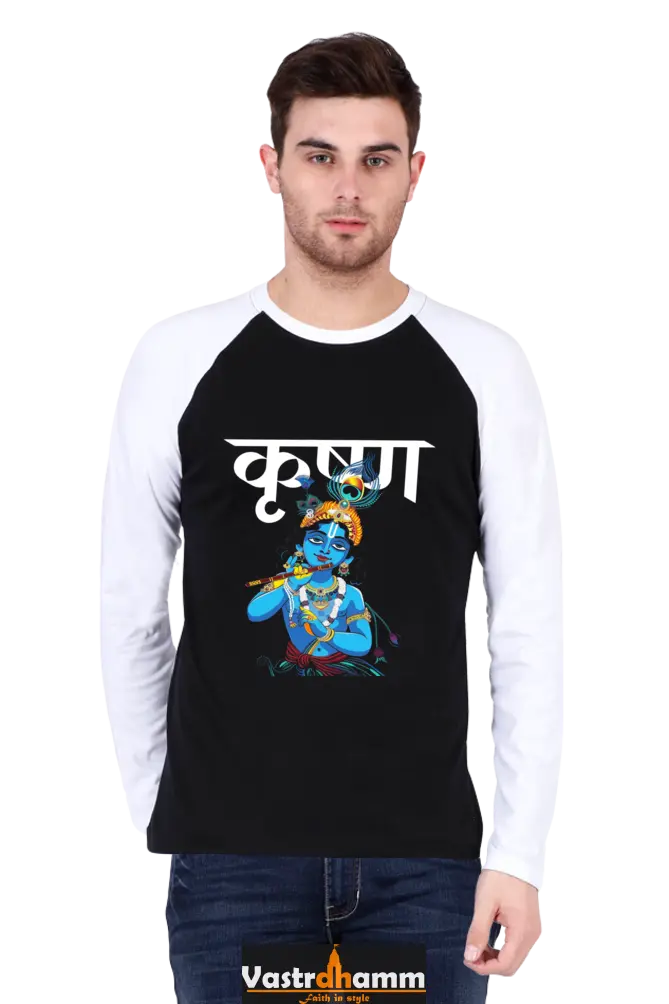 Shree Krishan Kaliya Mardan Raglan Full Sleeve T-Shirts for Men Vastrdhamm