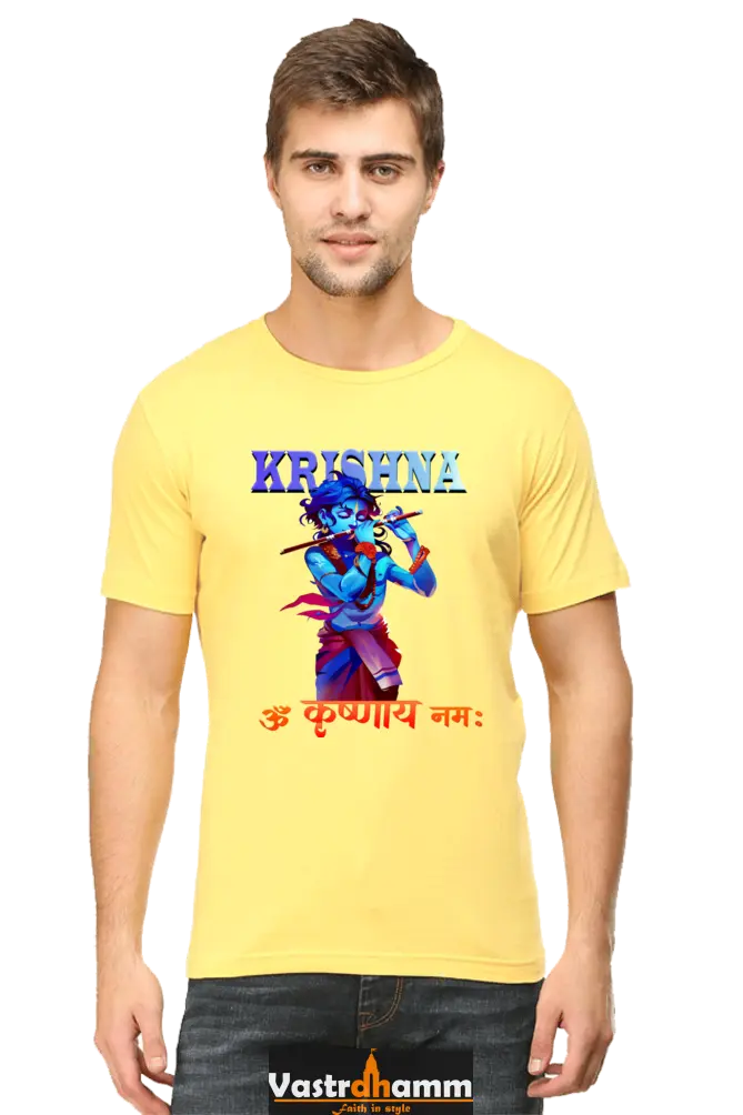 Shree Krishan Kaliya Mardan Round Neck Half Sleeve Classic T-Shirts for Men Vastrdhamm