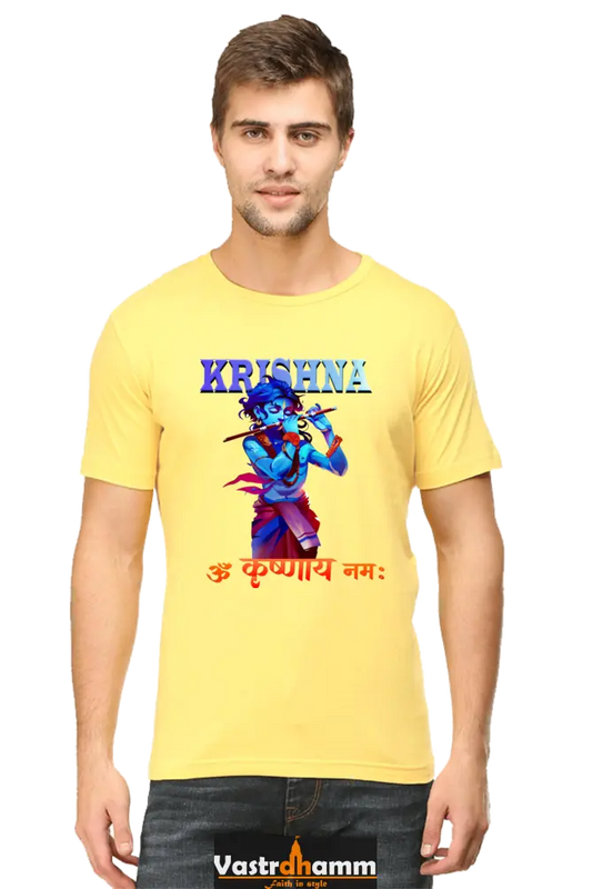 Shree Krishan Kaliya Mardan Round Neck Half Sleeve Classic T-Shirts for Men Vastrdhamm