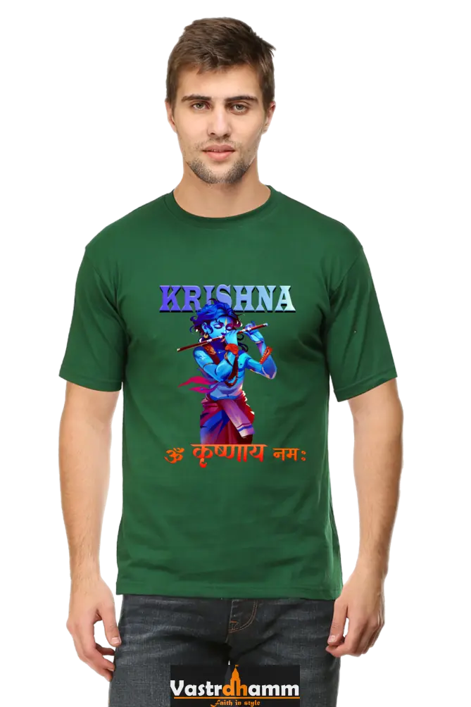 Shree Krishan Kaliya Mardan Round Neck Half Sleeve Classic T-Shirts for Men Vastrdhamm