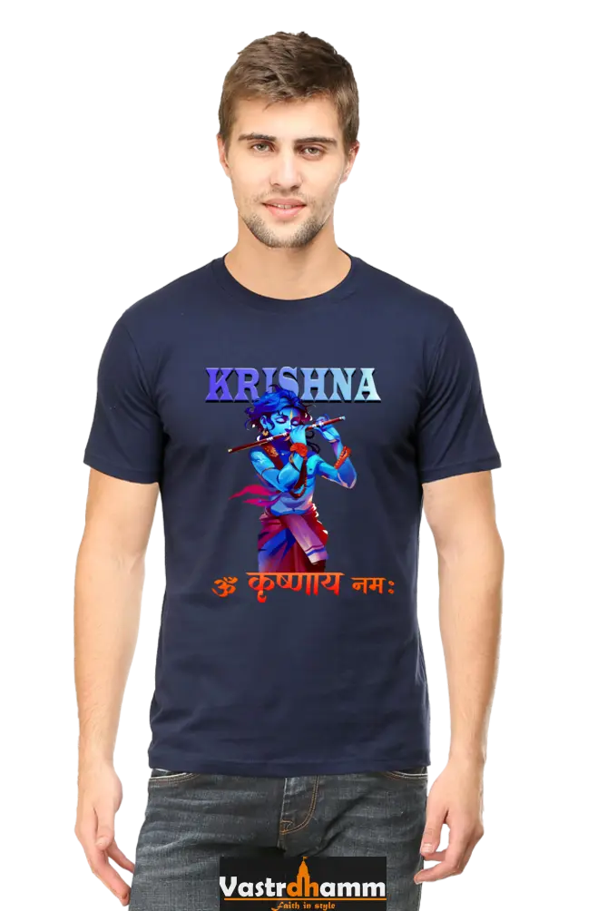 Shree Krishan Kaliya Mardan Round Neck Half Sleeve Classic T-Shirts for Men Vastrdhamm