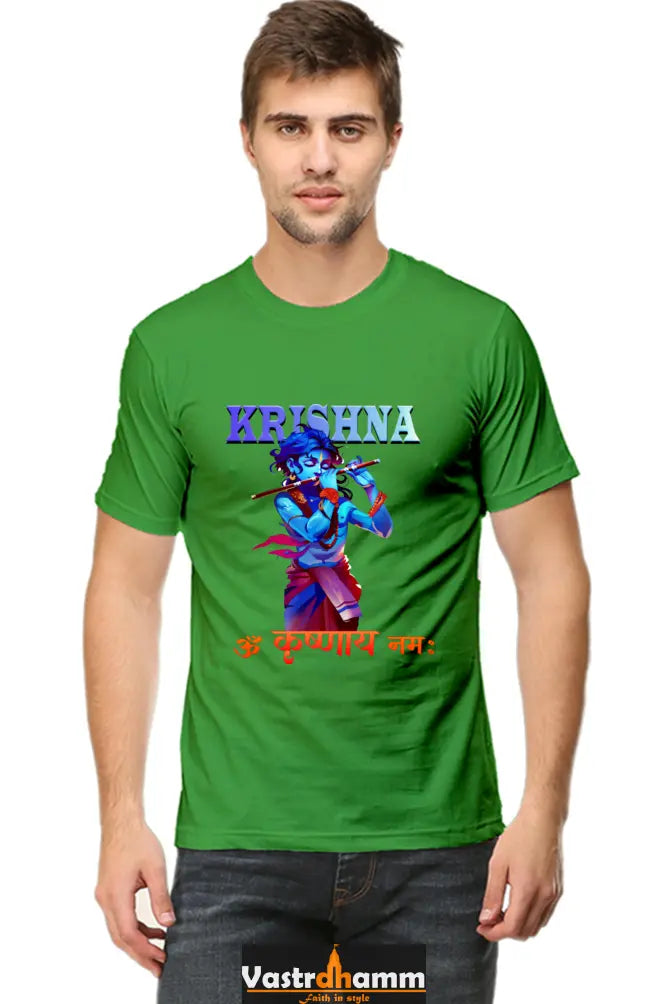 Shree Krishan Kaliya Mardan Round Neck Half Sleeve Classic T-Shirts for Men Vastrdhamm