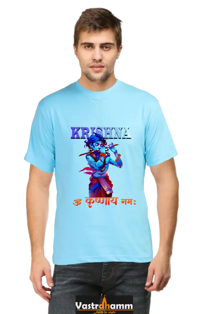 Shree Krishan Kaliya Mardan Round Neck Half Sleeve Classic T-Shirts for Men Vastrdhamm