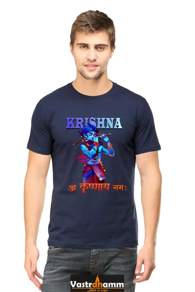 Shree Krishan Kaliya Mardan Round Neck Half Sleeve Classic T-Shirts for Men Vastrdhamm