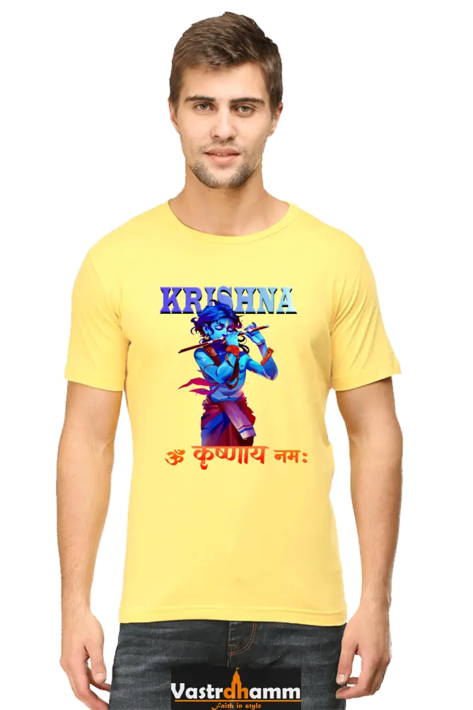 Shree Krishan Kaliya Mardan Round Neck Half Sleeve Classic T-Shirts for Men Vastrdhamm