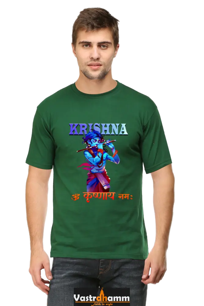 Shree Krishan Kaliya Mardan Round Neck Half Sleeve Classic T-Shirts for Men Vastrdhamm