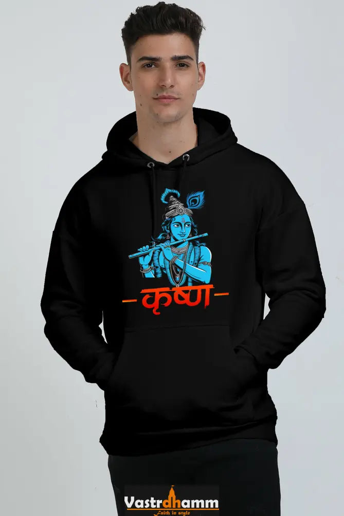 Shree Krishan Kurukshetra Warrior Oversized Hooded Sweatshirt T-Shirts  for Men Vastrdhamm