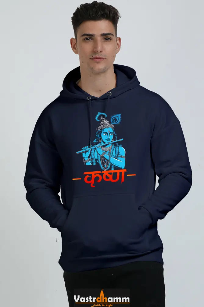 Shree Krishan Kurukshetra Warrior Oversized Hooded Sweatshirt T-Shirts  for Men Vastrdhamm