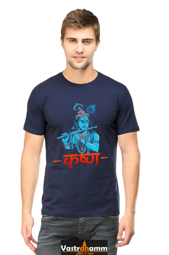 Shree Krishan Kurukshetra Warrior Round Neck Half Sleeve Classic T-Shirts for Men Vastrdhamm