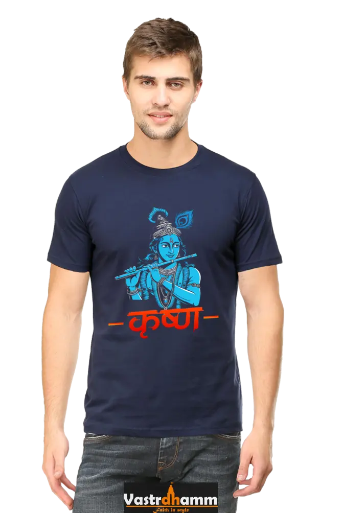 Shree Krishan Kurukshetra Warrior Round Neck Half Sleeve Classic T-Shirts for Men Vastrdhamm