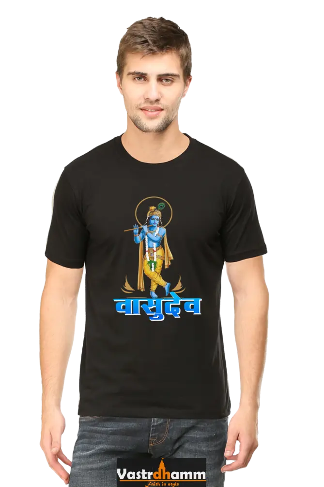 Shree Krishan Makhan Chor Round Neck Half Sleeve Classic T-Shirts for Men Vastrdhamm