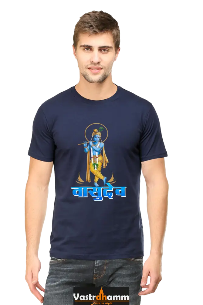 Shree Krishan Makhan Chor Round Neck Half Sleeve Classic T-Shirts for Men Vastrdhamm