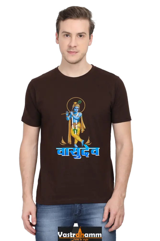 Shree Krishan Makhan Chor Round Neck Half Sleeve Classic T-Shirts for Men Vastrdhamm