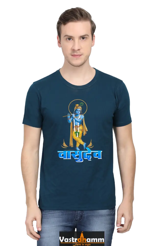 Shree Krishan Makhan Chor Round Neck Half Sleeve Classic T-Shirts for Men Vastrdhamm