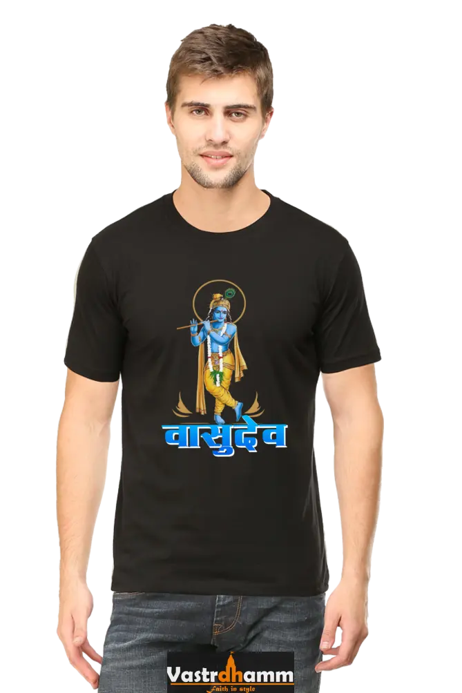 Shree Krishan Makhan Chor Round Neck Half Sleeve Classic T-Shirts for Men Vastrdhamm