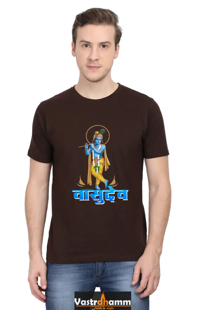 Shree Krishan Makhan Chor Round Neck Half Sleeve Classic T-Shirts for Men Vastrdhamm