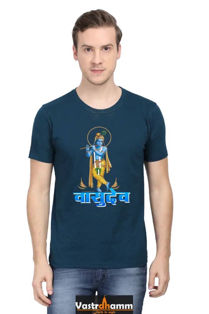 Shree Krishan Makhan Chor Round Neck Half Sleeve Classic T-Shirts for Men Vastrdhamm