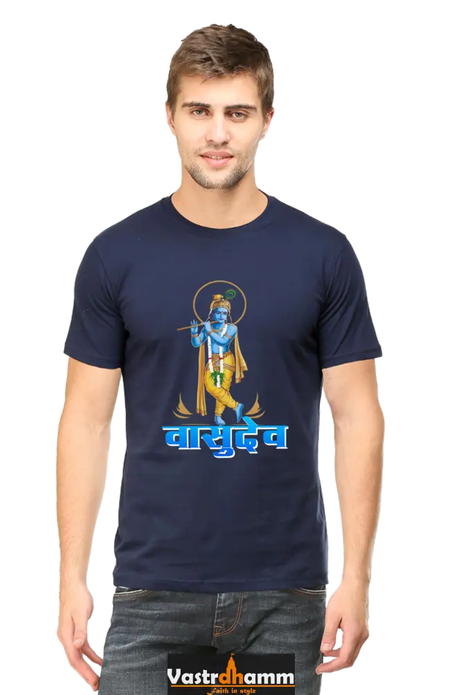 Shree Krishan Makhan Chor Round Neck Half Sleeve Classic T-Shirts for Men Vastrdhamm