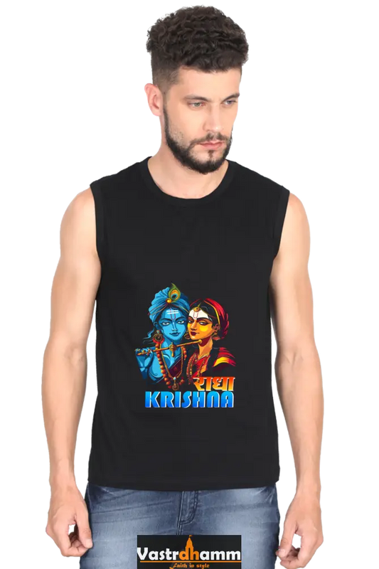 Shree Krishan Makhan Chor Round Neck Sleeveless T-Shirts  for Men Vastrdhamm