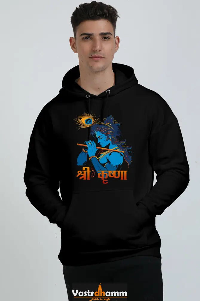 Shree Krishan Murlidhar Oversized Hooded Sweatshirt T-Shirts  for Men Vastrdhamm