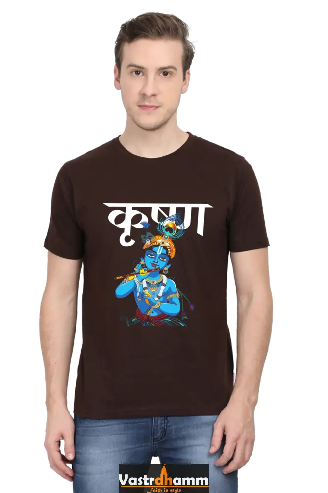 Shree Krishan Peacemaker Round Neck Half Sleeve Classic T-Shirts for Men Vastrdhamm