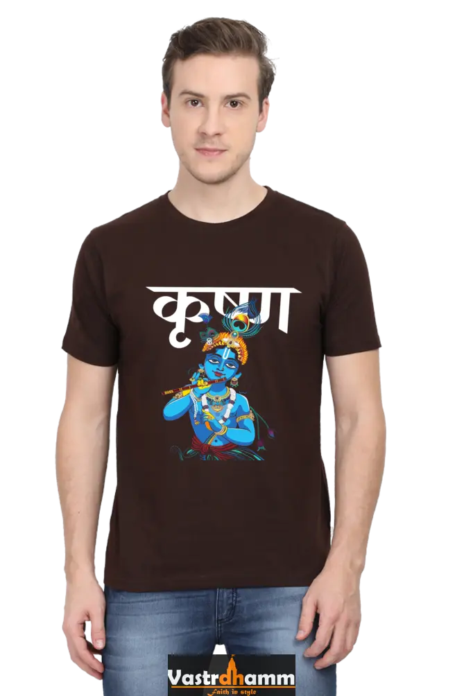 Shree Krishan Peacemaker Round Neck Half Sleeve Classic T-Shirts for Men Vastrdhamm