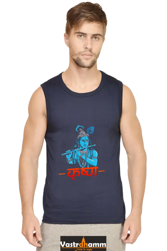 Shree Krishan Peacemaker Round Neck Sleeveless T-Shirts  for Men Vastrdhamm