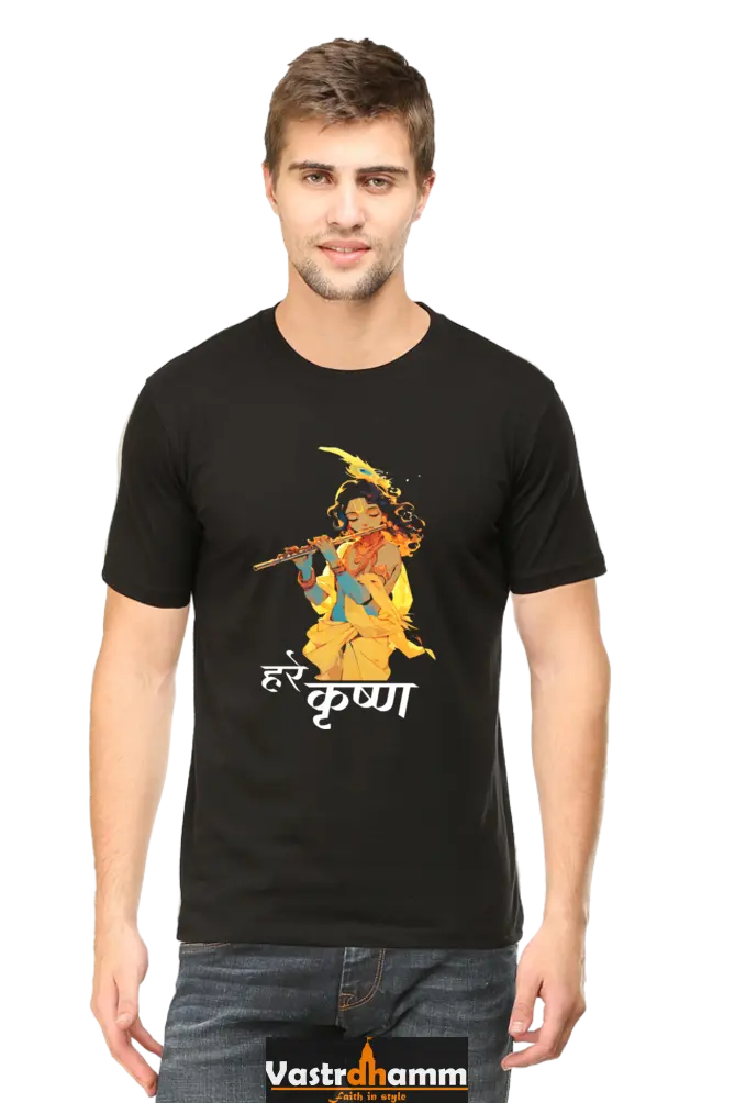 Shree Krishan Radha Krishna Round Neck Half Sleeve Classic T-Shirts for Men Vastrdhamm