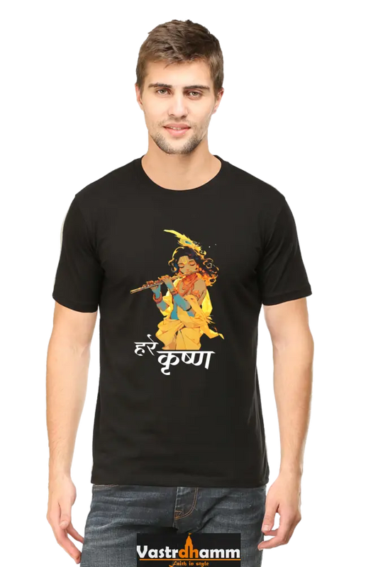 Shree Krishan Radha Krishna Round Neck Half Sleeve Classic T-Shirts for Men Vastrdhamm