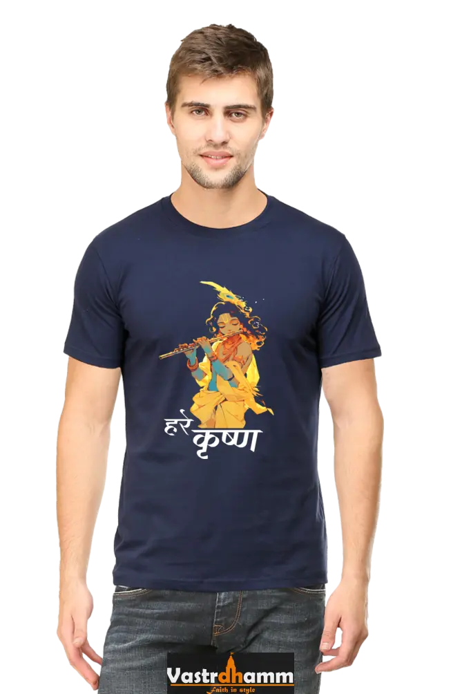 Shree Krishan Radha Krishna Round Neck Half Sleeve Classic T-Shirts for Men Vastrdhamm