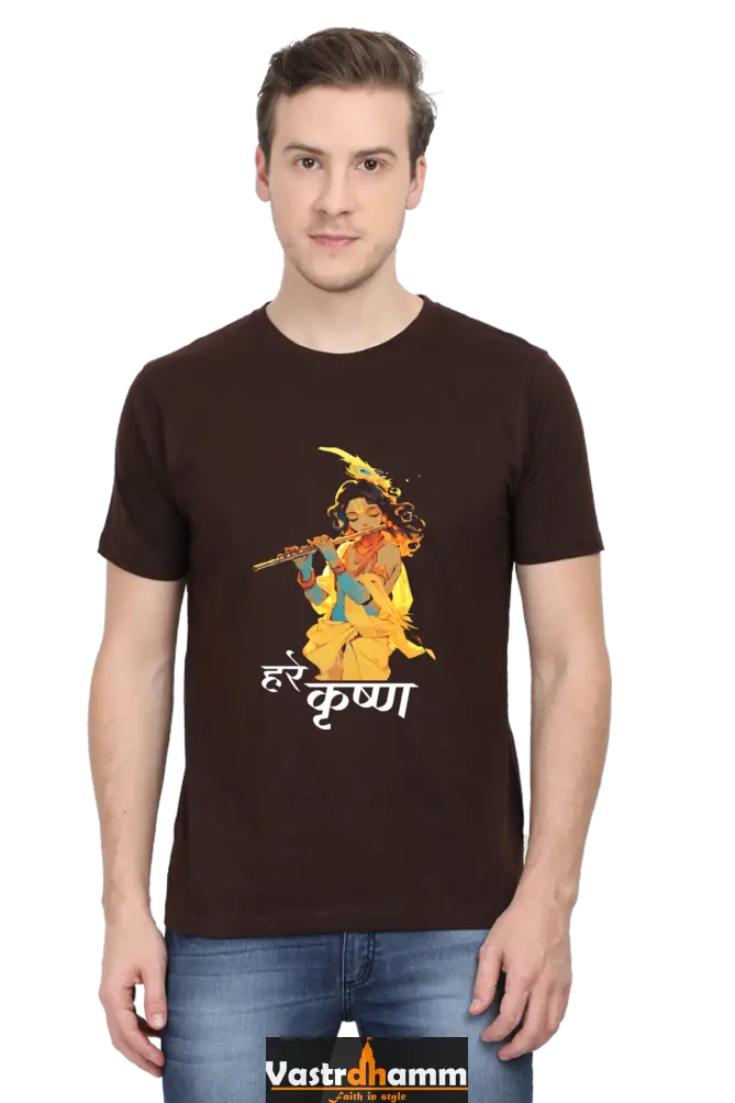 Shree Krishan Radha Krishna Round Neck Half Sleeve Classic T-Shirts for Men Vastrdhamm